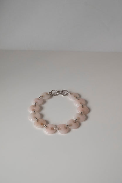 Circle Pink Quartz Link Chain Necklace