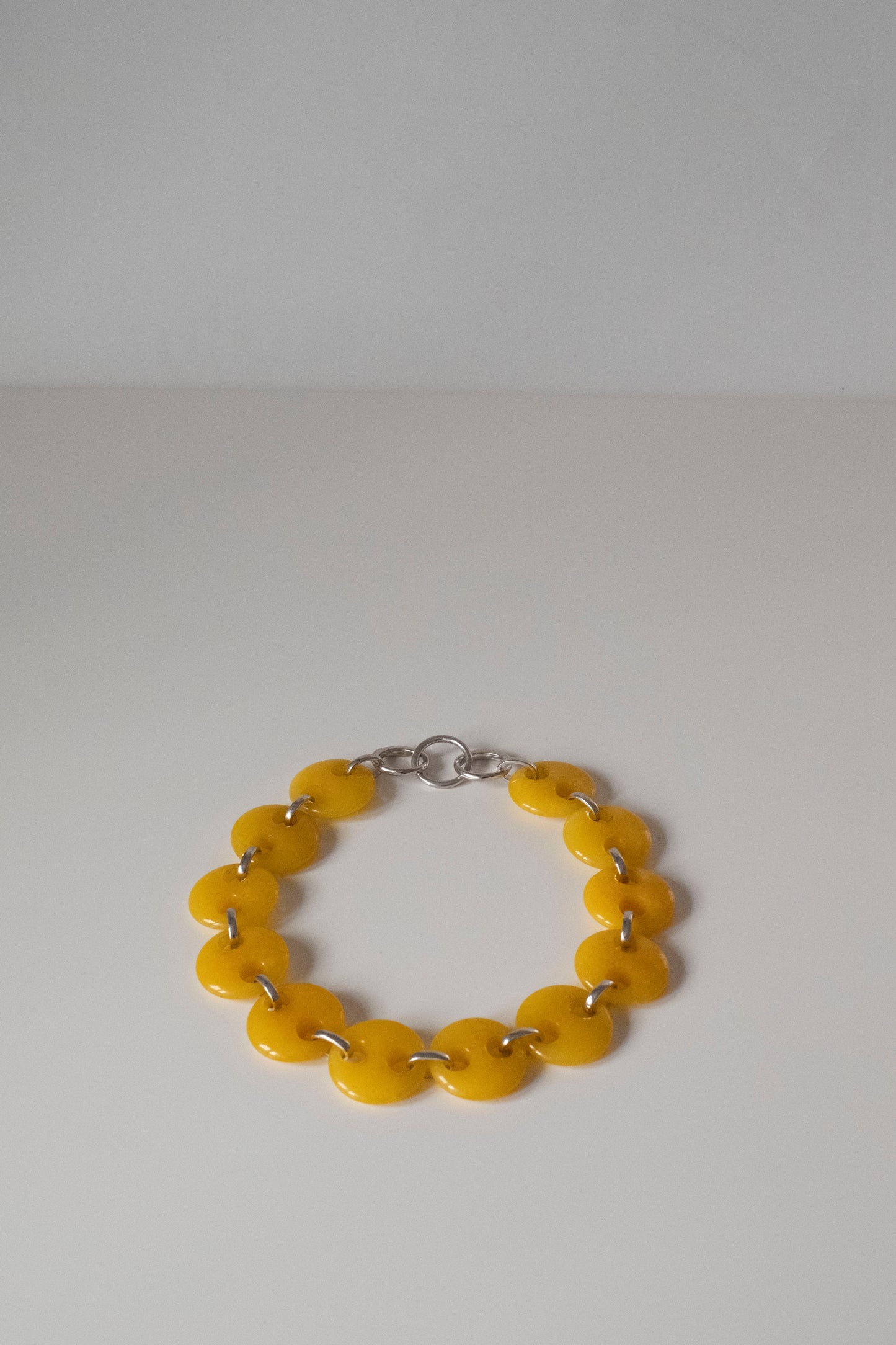 Circle Yellow Jade Link Chain Necklace