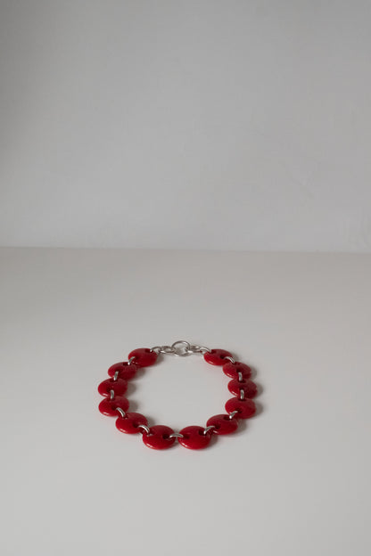 Circle Red Jade Link Chain Necklace