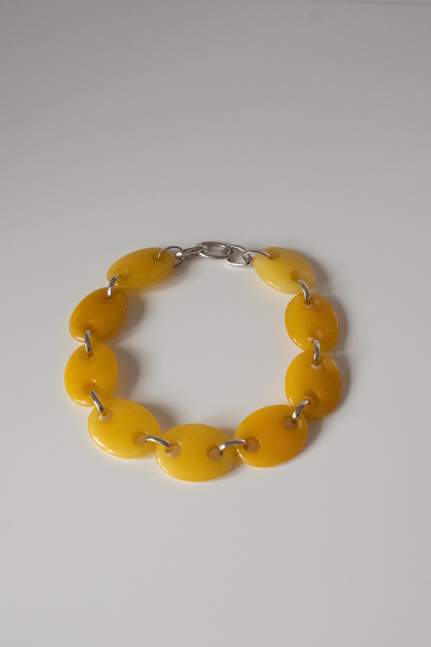 Oval Yellow Jade Link Chain Necklace