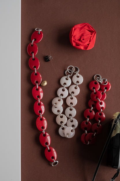 Oval Red Jade Link Chain Necklace