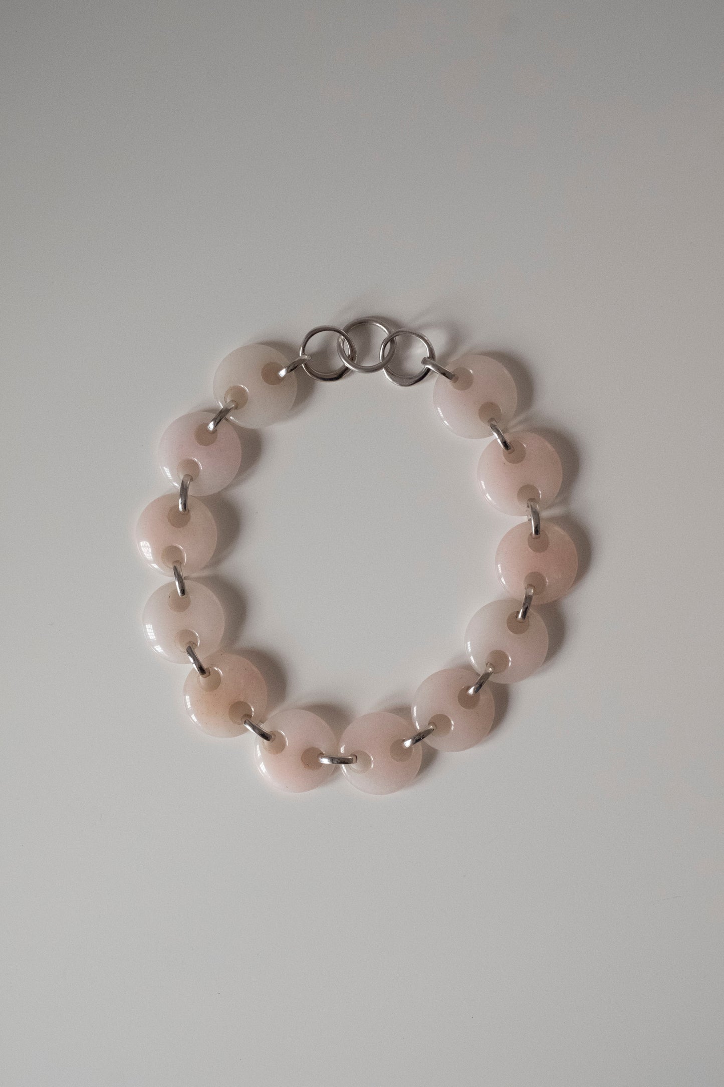 Circle Pink Quartz Link Chain Necklace