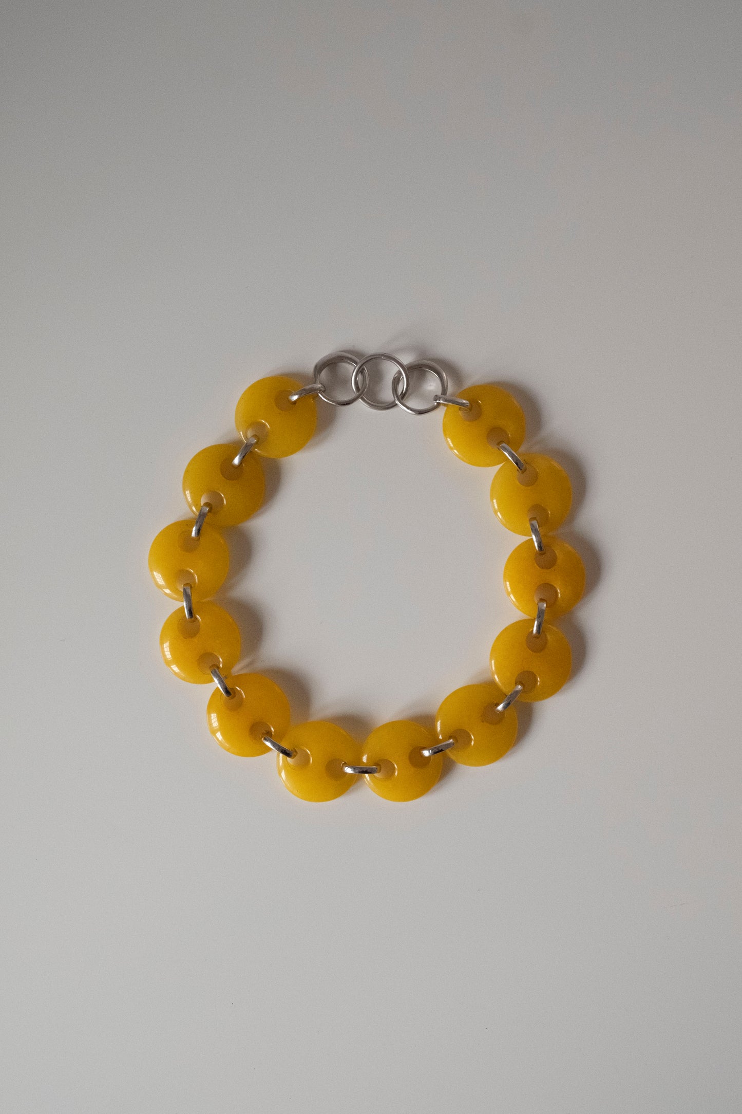 Circle Yellow Jade Link Chain Necklace