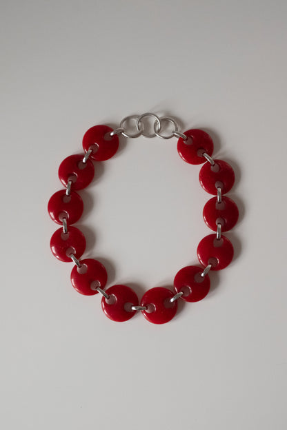 Circle Red Jade Link Chain Necklace