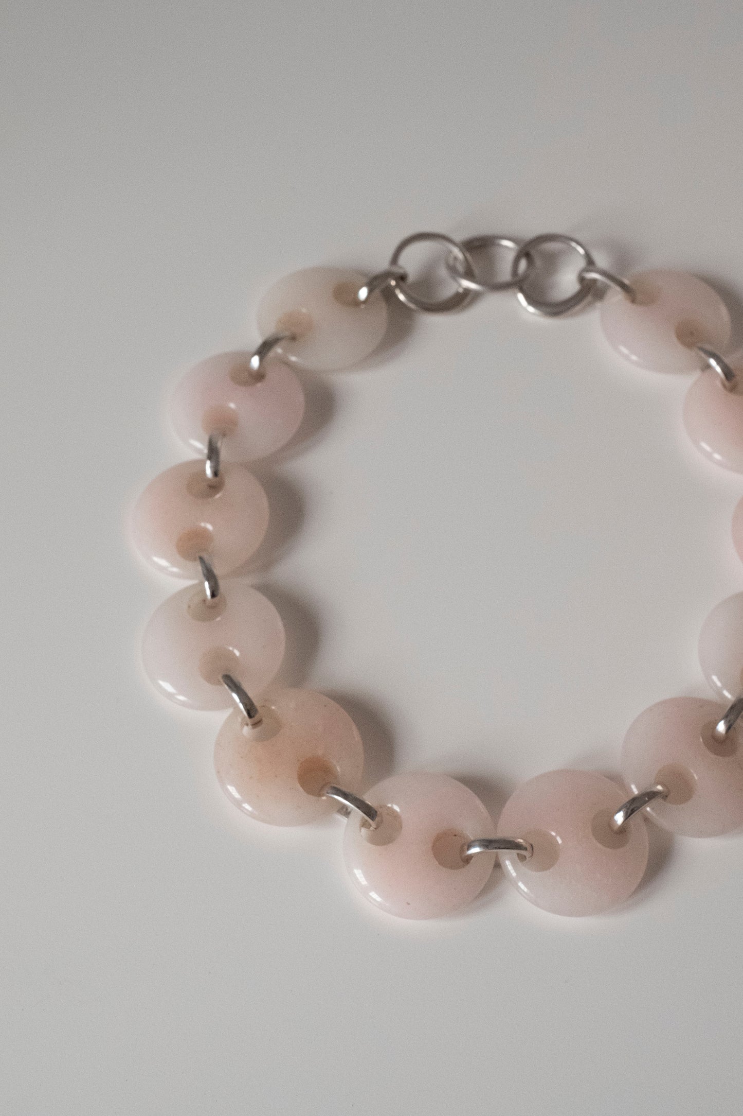 Circle Pink Quartz Link Chain Necklace