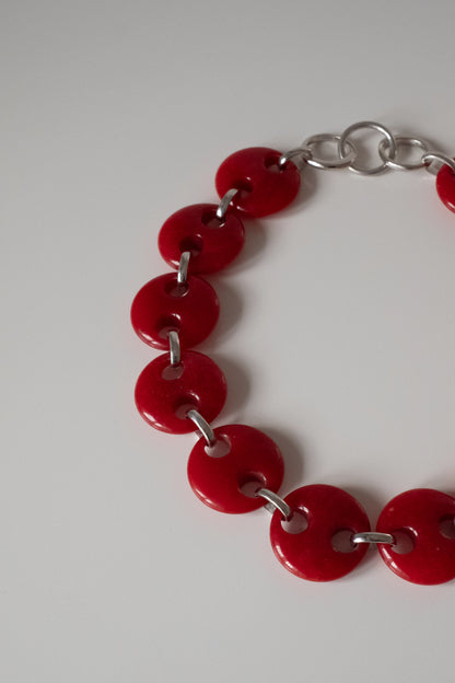 Circle Red Jade Link Chain Necklace