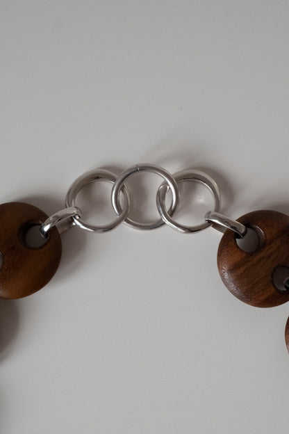 Circle Walnut Link Chain Necklace